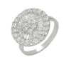 ESTATE .72CT DIAMOND 14K WHITE GOLD 3D CLASSIC ROUND & BAGUETTE FLOWER LOVE RING