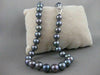 ESTATE 8.5MM BLACK TAHITIAN PEARL 18KT WHITE GOLD 18" INCH SILK NECKLACE #1932