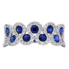 ESTATE WIDE 1.32CT DIAMOND & AAA SAPPHIRE 18KT WHITE GOLD SWIRL ANNIVERSARY RING