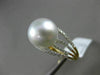 ESTATE .32CT DIAMOND 14KT WHITE & YELLOW GOLD AAA SOUTH SEA PEARL MULTI ROW RING