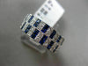 ESTATE WIDE 1.98CT DIAMOND & SAPPHIRE 14KT WHITE GOLD MILGRAIN ANNIVERSARY RING