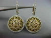ESTATE LARGE 2.26CT DIAMOND 14K 2 TONE GOLD FLOWER LEVER BACK HANGING EARRINGS