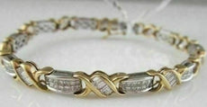 ESTATE WIDE 14KT TWO TONE 3.45CTW DIAMOND LOVE BRACELET