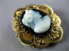 ANTIQUE VICTORIAN AAA BLUE CAMEO 14KT YELLOW GOLD HANDCRAFTED PENDANT #21626