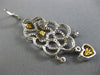 ESTATE LARGE 3.66CT DIAMOND 18KT TWO TONE GOLD CHANDELIER HEART HANGING EARRINGS
