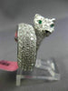 ESTATE LARGE 4.68CT DIAMOND & AAA EMERALD 18KT WHITE GOLD PAVE PANTHER FUN RING