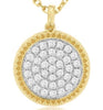 .30CT DIAMOND 14KT 2 TONE GOLD 3D ROUND PAVE CIRCULAR FILIGREE FLOATING PENDANT