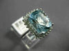 ESTATE 4.05CT DIAMOND & AAA AQUAMARINE 14KT WHITE GOLD 3D SQUARE ENGAGEMENT RING