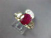 WIDE 2.48CT DIAMOND & AAA RUBY 14KT YELLOW GOLD OVAL THREE STONE ENGAGEMENT RING