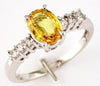 1.64CT DIAMOND & AAA YELLOW SAPPHIRE 14K WHITE GOLD OVAL & ROUND ENGAGEMENT RING