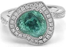 4.56CT DIAMOND & AAA PARAIBA TOURMALINE 18KT WHITE GOLD 3D HALO ENGAGEMENT RING