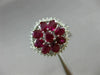 ESTATE LARGE 1.80CT DIAMOND & AAA RUBY 18KT WHITE GOLD 3D HALO FLOWER LOVE RING