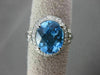 ESTATE 3.53CTW DIAMOND & AAA EXTRA FACET BLUE TOPAZ 14KT WHITE GOLD OVAL RING