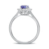 ESTATE 1.15CT ROUND DIAMOND & AAA OVAL TANZANITE 14KT WHITE GOLD ENGAGEMENT RING