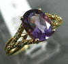 ESTATE 1.32CT DIAMOND & AAA OVAL AMETHYST 14K YELLOW GOLD 3D TRIANGULAR FUN RING