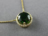ESTATE LARGE 2.14CT DIAMOND & AAA GREEN GARNET 14KT YELLOW GOLD 3D HALO NECKLACE