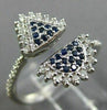 ESTATE WIDE .38CT DIAMOND & AAA SAPPHIRE 14KT WHITE GOLD MULTI SHAPE PAVE RING