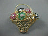 ANTIQUE 2.85CT DIAMOND & SAPPHIRE RUBY EMERALD FLOWER BASKET PENDANT PIN #1866