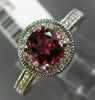 WIDE 1.2CT DIAMOND & AAA PINK TOURMALINE 14K WHITE GOLD FILIGREE ENGAGEMENT RING