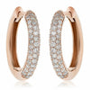 ESTATE .59CT DIAMOND 18KT ROSE GOLD 3D THREE ROW CLASSIC PAVE HUGGIE EARRINGS
