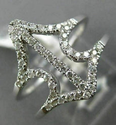 ESTATE LARGE .31CT DIAMOND 18KT WHITE GOLD 3D OPEN ANCHOR FRIENDSHIP FUN RING