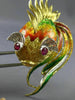 ANTIQUE EXTRA LARGE 1.16CT DIAMOND & RUBY 18KT TWO TONE GOLD FISH BROOCH #21891