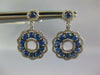 2.94CT DIAMOND & AAA CABOCHON SAPPHIRE 14KT WHITE GOLD FLOWER HANGING EARRINGS