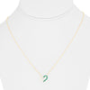 .22CT DIAMOND & AAA EMERALD 14KT YELLOW GOLD OPEN HEART ADJUSTABLE LOVE NECKLACE