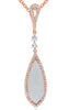 3.42CT DIAMOND & AAA WHITE TOPAZ & LEMON QUARTZ 14KT ROSE GOLD TEAR DROP PENDANT