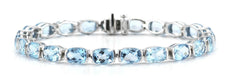 20.93CT AAA BLUE TOPAZ 14K WHITE GOLD CUSHION SEMI BEZEL CLASSIC TENNIS BRACELET