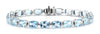 20.93CT AAA BLUE TOPAZ 14K WHITE GOLD CUSHION SEMI BEZEL CLASSIC TENNIS BRACELET