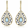 2.82CT DIAMOND & AAA BLUE TOPAZ & SAPPHIRE 14KT YELLOW GOLD 3D HANGING EARRINGS