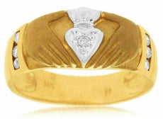 ESTATE .16CT DIAMOND 14KT TWO TONE GOLD CLADDAGH HEART LOVE HIS & HER LOVE RING