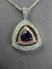 LARGE 1.15CT DIAMOND & AAA AMETHYST 14K WHITE & ROSE GOLD 3D DOUBLE HALO PENDANT
