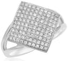 ESTATE .55CT DIAMOND 18KT WHITE GOLD 3D MULTI ROW PAVE SQUARE GEOMETRIC FUN RING