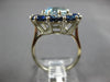 ESTATE 5.40CT AAA SAPPHIRE & AQUAMARINE 14KT WHITE GOLD FLOWER HEXAGON FUN RING