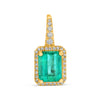 2.89CT DIAMOND & AAA EMERALD 14KT YELLOW GOLD EMERALD CUT HALO HANGING EARRINGS