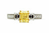 ESTATE 1.76CT WHITE & FANCY YELLOW DIAMOND 18KT TWO TONE GOLD 3D ENGAGEMENT RING