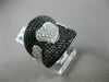ESTATE MASSIVE 2.24CT WHITE BLACK DIAMOND 18K 2 TONE GOLD PAVE 3 HEART LOVE RING