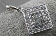 ESTATE PRINCESS DIAMOND SOLITARE 14KT WHITE GOLD FILIGREE SQUARE PENDANT #4240