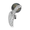 LARGE 2.69CT DIAMOND & AAA TAHITIAN PEARL 18KT WHITE GOLD LEAF SHAPE BROOCH PIN