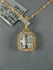 ESTATE .49CT DIAMOND 18KT ROSE GOLD 3D ROUND & BAGUETTE HALO CLUSTER PENDANT