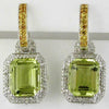 9.35CT DIAMOND & AAA LEMON QUARTZ 14KT WHITE GOLD 3D EMERALD CUT HALO EARRINGS
