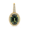 5.16CT DIAMOND & AAA GREEN SAPPHIRE 18KT YELLOW GOLD OVAL HALO HANGING EARRINGS