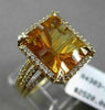 ESTATE LARGE 5.76CT DIAMOND & AAA CITRINE 14KT YELLOW GOLD 3D HALO FILIGREE RING