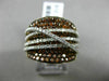 ESTATE WIDE 1.97CT DIAMOND & AAA ORANGE SAPPHIRE 18KT GOLD CRISS CROSS FUN RING