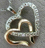 ESTATE .06CT DIAMOND 14KT WHITE & ROSE GOLD DOUBLE HEART LOVE PENDANT WITH CHAIN