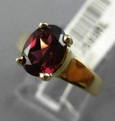 ESTATE 1.50CT RHODOLITE 14K YELLOW GOLD 3D SOLITAIRE OVAL LUCIDA ENGAGEMENT RING