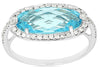 ESTATE 4.20CT DIAMOND & AAA BLUE TOPAZ 14KT WHITE GOLD 3D OVAL & ROUND FUN RING