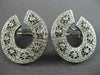 ESTATE LARGE 1.36CT DIAMOND 18KT WHITE GOLD OPEN FILIGREE HOOP CLIP ON EARRINGS